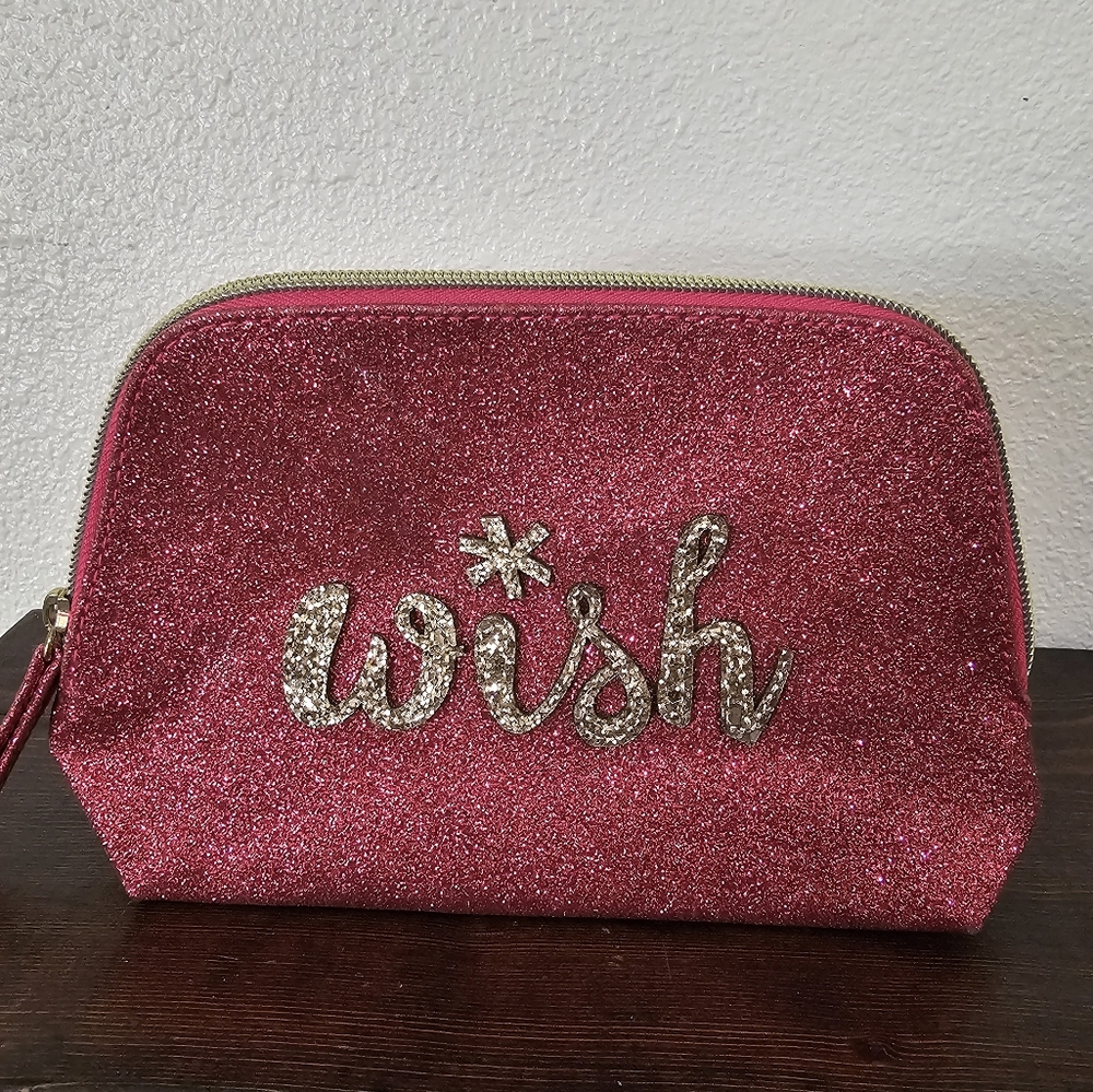 Bath and Body Works glitter "Wish" makeup bag